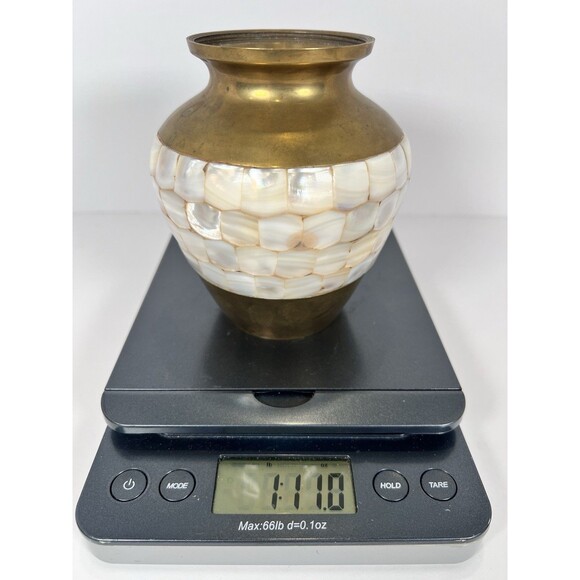 VTG‎ Brass and Mother Of Pearl Inlay Urn/base No Lid - Picture 11 of 11